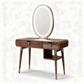 Make-up tafel met ovale spiegel in hout en metaal 100 x 50 x 150cm