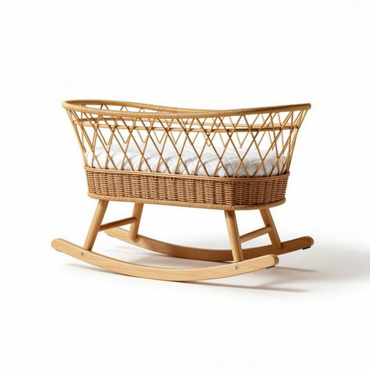 Wieg van rotan met ligkussen 70 x 40 x 50 cm voor babybedje