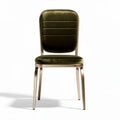 Eetkamerstoel met ovalen rugleuning van bruin fluweel en chroom 40 x 45 x 90cm