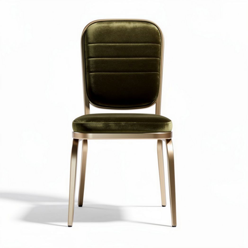 Eetkamerstoel met ovalen rugleuning van bruin fluweel en chroom 40 x 45 x 90cm