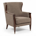 Luxe stoffen fauteuil met houten accenten in bruin en beige 90 x 85 x 100cm