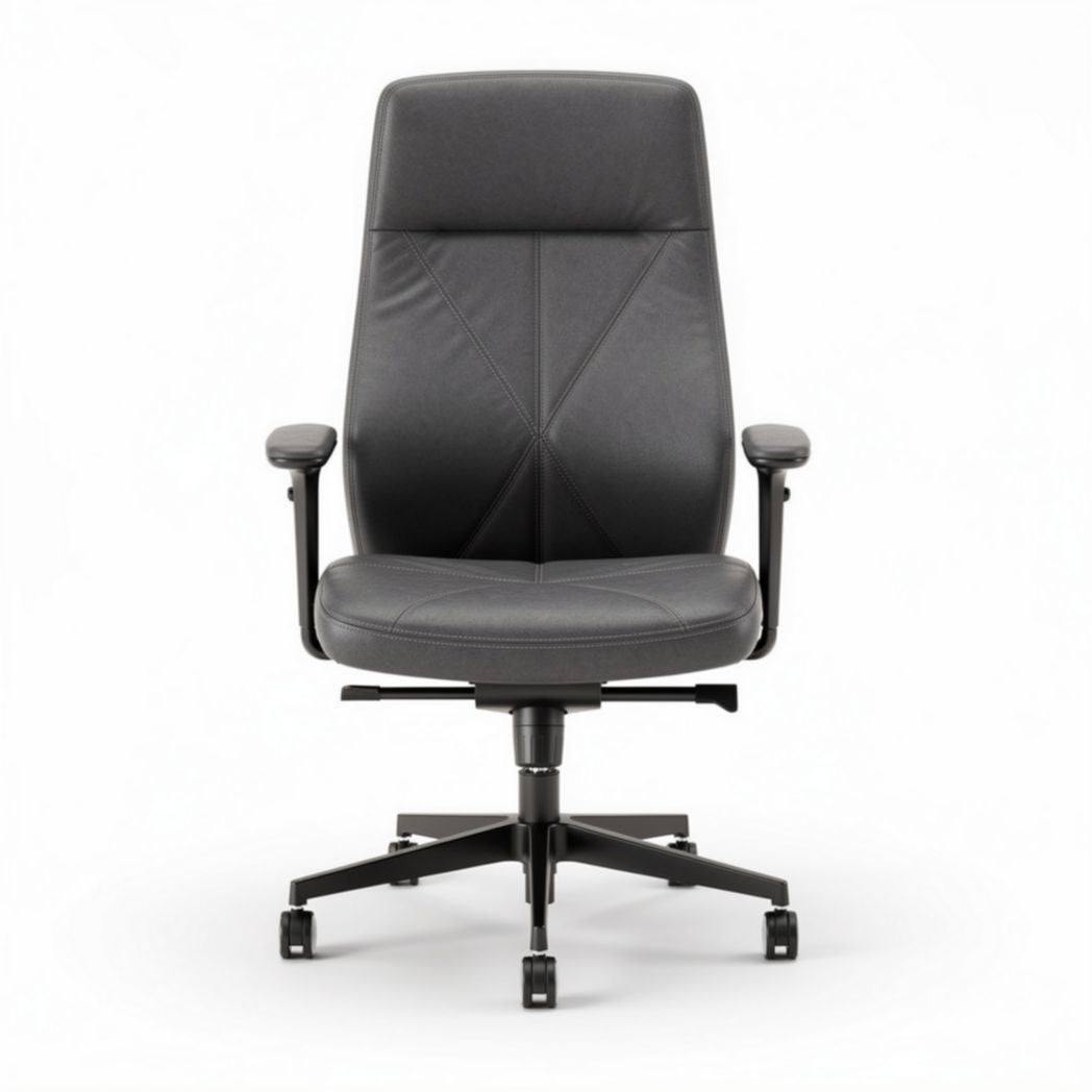 Directeurstoel met hoge rugleuning in zwart kunstleer 60 x 60 x 110cm