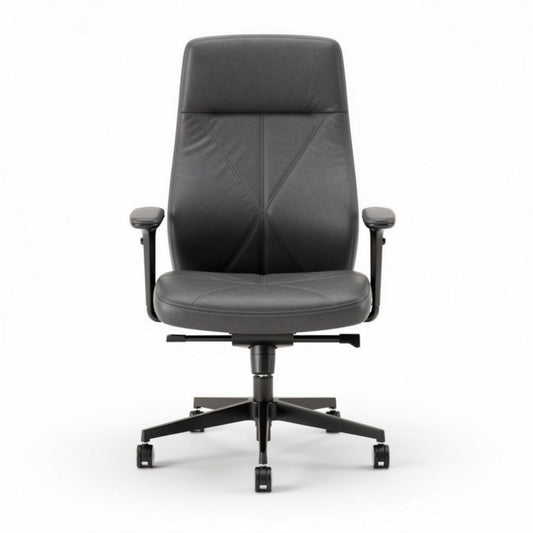 Directeurstoel met hoge rugleuning in zwart kunstleer 60 x 60 x 110cm
