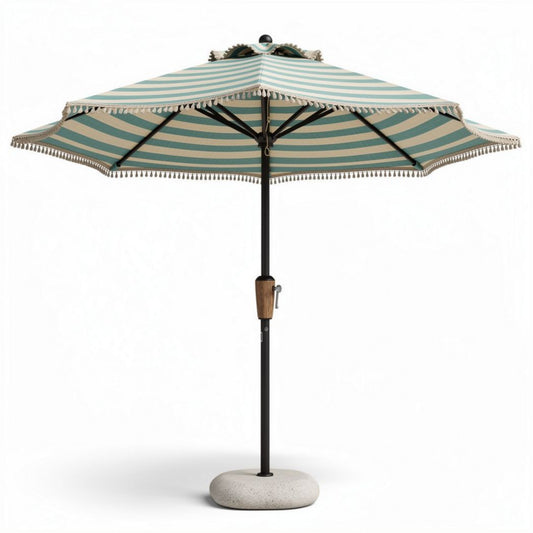 Parasol met metalen frame en gestreepte stoffen huid 250 x 250 x 250cm