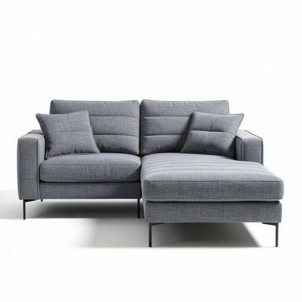 L-vormige stoffen bank met chaise longue in lichtgrijs 200 x 90 x 85cm