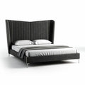 Gestoffeerd bed met hoofdbord in donkergrijs 210 x 160 x 120cm