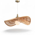 Hanglamp van bamboe met globelamp van glas 60 x 40 x 20cm